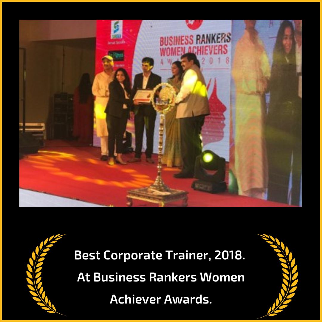 Best Corporate Trainer, 2018. At Business Rankers Women Achiever Awards.
